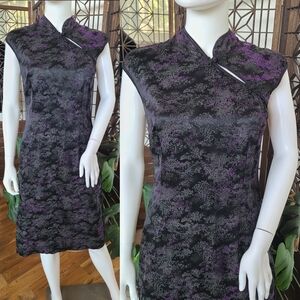 1990's black and purple cheongsam dress by Morbid Threads